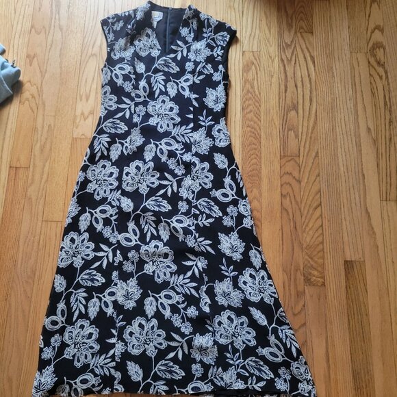 Talbots Petites Pure Silk Blue & White Floral Dress Size 6 - Picture 4 of 5